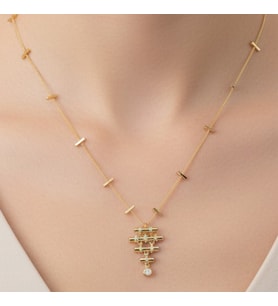 STİL İNCİSİ/XUPING JEWELRY ERVELİNA ZİRKON TAŞLI KOLYE (Altın Rengi)