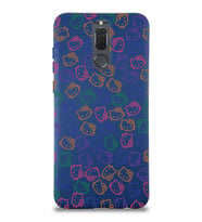 Huawei Mate 10 Lite Uyumlu Lansman Kılıf Hello Kitty Tasarımlı İçi Kadife Lacivert Kapak (Şeffaf)