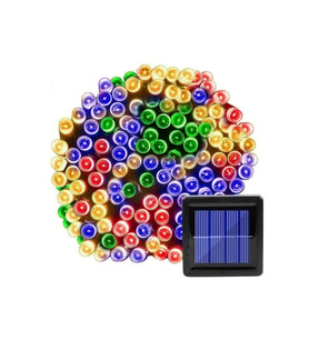 Güneş Enerjili 100 Ledli Renkli Bahçe Dekorasyon Aydınlatması (Krem)