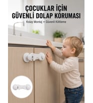 4 Adet Dolap ve Çekmece Emniyet Kilidi Çift Taraflı Bantlı Güvenli Tasarım Yeni Nesil