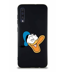 Samsung Galaxy A30S Soft Premier Kapak Donald Duck-E Tasarımlı Silikon Kılıf - Siyah (Şeffaf)