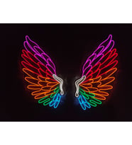 Melek Kanadı Neon Led Tabela Büyük Boy Duvar Dekoru Gök Kuşağı renkli (100x100cm)
