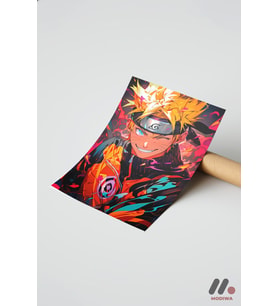 Naruto Ateş Efektli Poster, Çerçevesiz Yüksek Kalite Duvar Afişi - Anime Severlere