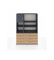 Hyperion Dolap 7 Raflı 8 Çekmeceli Tek Kapaklı  132x44x195 Antrasit-Antrasit/Çam