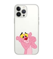 Iphone 12 Pro Uyumlu Pembe Panter Tasarımlı Şeffaf Telefon Kılıfı