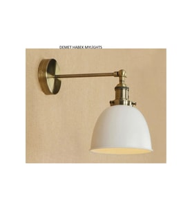 DEMET HABEK MYLİGHTS   MYLİGHTS  RETRO RUSTİK MAFSALI HAREKETLİ DUVARLAMBASI APLİK BEYAZ BAŞLIK (Siyah)