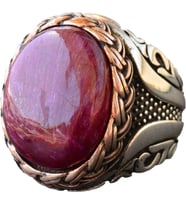 Gerçek Doğal Cabochon Yakut Taşı, Yakut Yüzük, Sterlin Gümüş Erkek Yüzüğü, Pembe