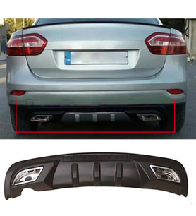 Renault Fluence Difüzör Difizör Siyah + Kare Egzoz Görünüm C Tip 2009-2016