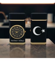 İsme Özel Bayrak Logolu Turbo Jet Işıklı Saatli Çakmak