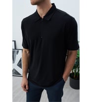 Polo Yakalı Fermuarlı Fresh Vizkon T-Shirt - Tiril Tiril Esnek