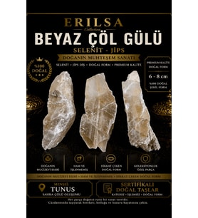 Sertifikalı Beyaz Çöl Gülü Selenit Taşı Kütle - 6-8 cm Premium Kalite Doğal Ham Kristal Jips