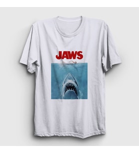 Presmono Unisex Beyaz Poster Shark Film Jaws T-Shirt 372533tt