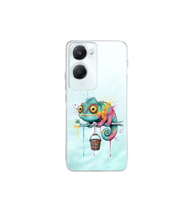 Vivo Y18 ile Uyumlu Splash Bukalemun Tasarımlı Şeffaf Silikon Kılıf