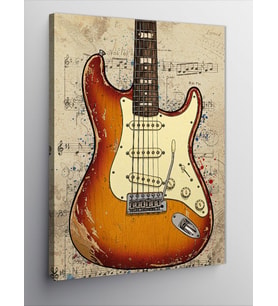 Kanvas Tablo Elektro Gitar ve Müzikal Enerji