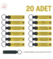 Sarı & Lacivert, Evlatlardan Anne ve Babaya Hediye, 20’li Set, İsim Yazılabilir Deri Anahtarlık