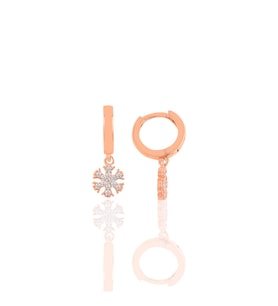 Söğütlü Silver Gümüş Zirkon taşlı Kar Tanesi küpe (Rose)