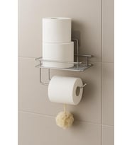 Krom Güçlü Yapışkanlı Yedek Raflı Tuvalet Kağıdı Askılığı Banyo Düzenleyici