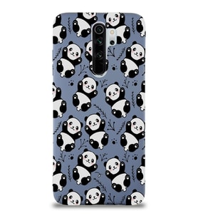 Xiaomi Redmi Note 8 Pro Uyumlu Lansman Kılıf Panda Tasarımlı İçi Kadife Kapak-Petrol Mavisi (Şeffaf)