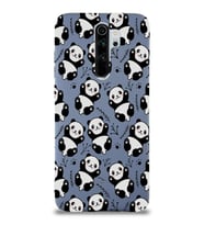 Xiaomi Redmi Note 8 Pro Uyumlu Lansman Kılıf Panda Tasarımlı İçi Kadife Kapak-Petrol Mavisi (Şeffaf)