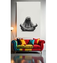 MEDİTASYON YAPAN TEMBEL HAYVAN Ev Duvar Salon Güzellik Salonu Ofis Dükkan Dekarasyon Kanvas Tablo (Çok Renkli)