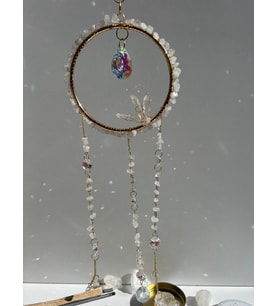 Kristal Kuvars Sun Catcher 5- Güneş Tutucu, Güneş Yakalayıcı, Doğal Taşlı, El Yapımı (Beyaz)