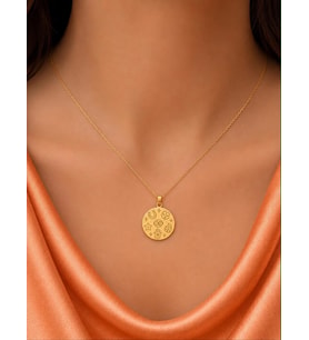 Kişiye Özel 925 Ayar Gümüş Tasarım Şans Sembolleri Kolye (Gold)