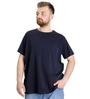 Mode XL Büyük Beden Likralı T-shirt Bisiklet Yaka 20149 Lacivert