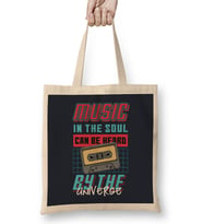 Music In The Soul Can Be Heard By The Universe Cassette Tape Pixel Art Bez Çanta Uzun Saplı