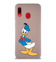 Samsung Galaxy A30 Soft Premier Kapak Donald Duck-D Tasarımlı Silikon Kılıf - Pudra (Şeffaf)