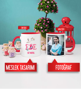 Ebeye Hediye Ebe Kupa Bardak Kırmızı Fotoğraflı