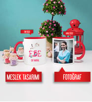 Ebeye Hediye Ebe Kupa Bardak Kırmızı Fotoğraflı