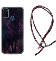 Samsung M21 M22 M23 M30 M31S M32 Kılıf Boyun Asklı Rasta Silikon Black Purple Wolf 1791
