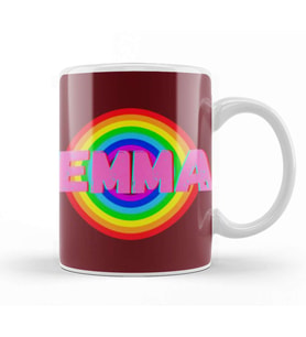 Emma  Name personalized Custom   vintage Retro Rainbow Style Design Gift Baby Gift For Her Kupa Bardak Porselen