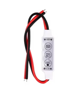 12-24 Volt Mini Üç Tuşlu Tek Renkli Led (Kırmızı - Siyah Kablo)