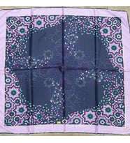 Mandala Desen Black Seri Twill Eşarp Eşarp Askısı ile Birlikte 90x90 cm Lila Siy