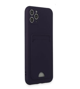 Mey İthalat® iPhone 11 Pro Max Kılıf Kelvin Kartvizitli Silikon - Derin Mor