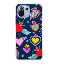 PrintiFy Xiaomi Mi 11 Lite ile Uyumlu 1mm Slim Fit Retro Renkler 3 Baskılı Şeffaf  Kılıf