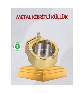 Paslanmaz Çelik Küllük, Çakmaklı, Masa Üstü, Şık ve Kullanışlı Tasarım
