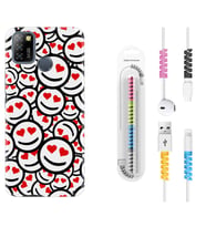 INFINIX Smart 4 5 6 Zero 8 S5 Pro Kılıf Kablo Koruma Spiral Silikon Gülen Surat 1774