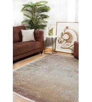 Dijital Kaymaz Yıkanabilir Krem Modern Salon Halısı Mutfak Halısı Koridor Halısı Yolluk HLN425