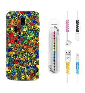 Samsung J6 Plus J7 Prime J7 Pro M20 Kılıf Kablo Koruma Spiral Silikon Nazar Boncukları 1746
