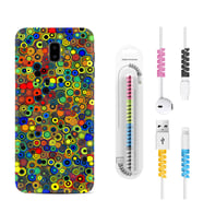 Samsung J6 Plus J7 Prime J7 Pro M20 Kılıf Kablo Koruma Spiral Silikon Nazar Boncukları 1746