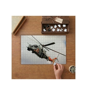 Askeri Helikopter Tasarımı 240 parça Ahşap Puzzle Ahşap Kutuda MP01496