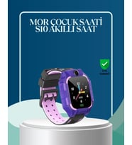 S10 Mor Çocuk Takip Saati Elektronik Bariyer ve Sesli Mesaj Destekli