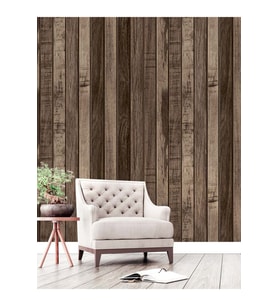 Dreamwall Ahşap Lambri Desenli Isı Ve Ses Yalıtımlı Sağlıklı Tekstil Duvar Kağıdı (Kahverengi)