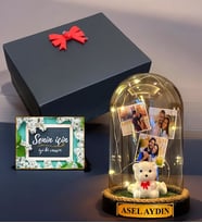 Hediye Kutusunda İsimli ve Fotoğraflı Led Işıklı Fanus, Kişiye Özel Hediye (Model 3)