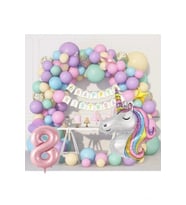 Kız Çocuklar Için 8 Yaş Unicorn Lüks Doğum Günü Parti Seti Süsü