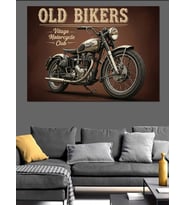 Old Bikers Retro Motosiklet Dekoratif Kanvas - Mdf Ahşap Tablo