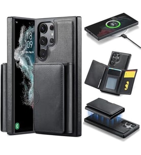 Coverzone iPhone 13 Pro Max ile uyumlu Deri K?l?f Magsafe ile uyumlu Wallet 2 in 1 �?karabilir Kart Tutucu M?ktan?sl? Stand olabilen Phone case Deri Kapak Wireless ?arj �zellikli Siyah