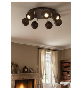 GU10 SİYAH YEDİLİ 7Lİ KÜRE HAREKETLİ BAŞLIK TAVAN LED SPOT AVİZE